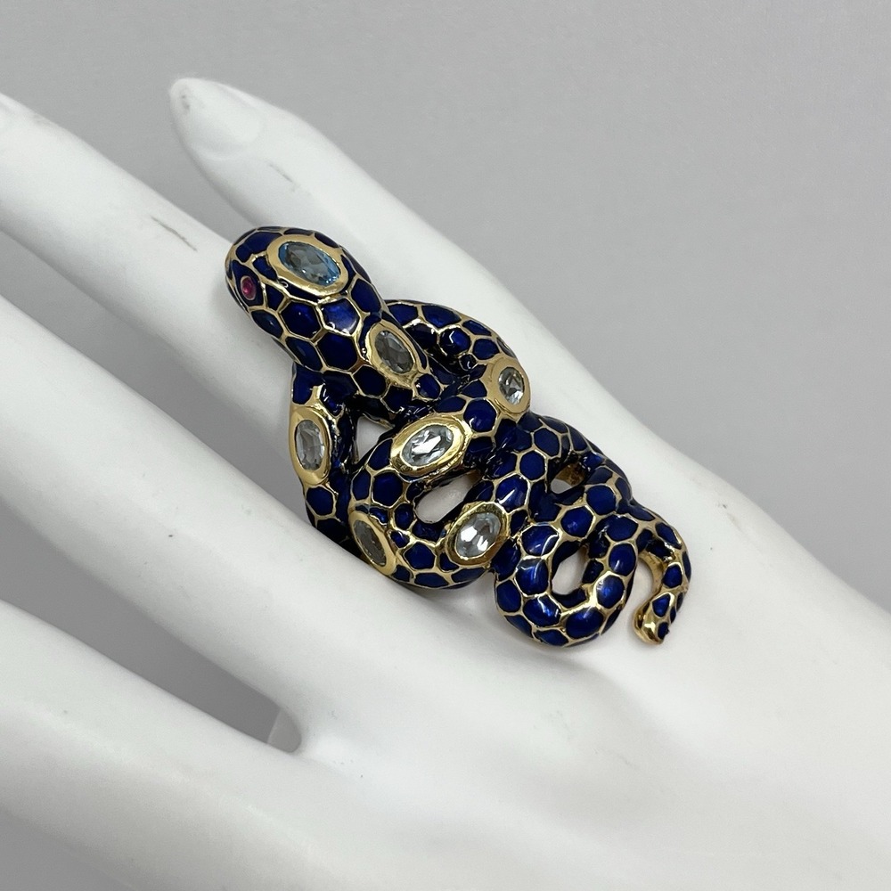 Sterling Gold Vermeil Enamel Coiled Snake Ring JUMBO NWT $300 23 Grams Sz. 6 3/4 - Picture 5 of 12